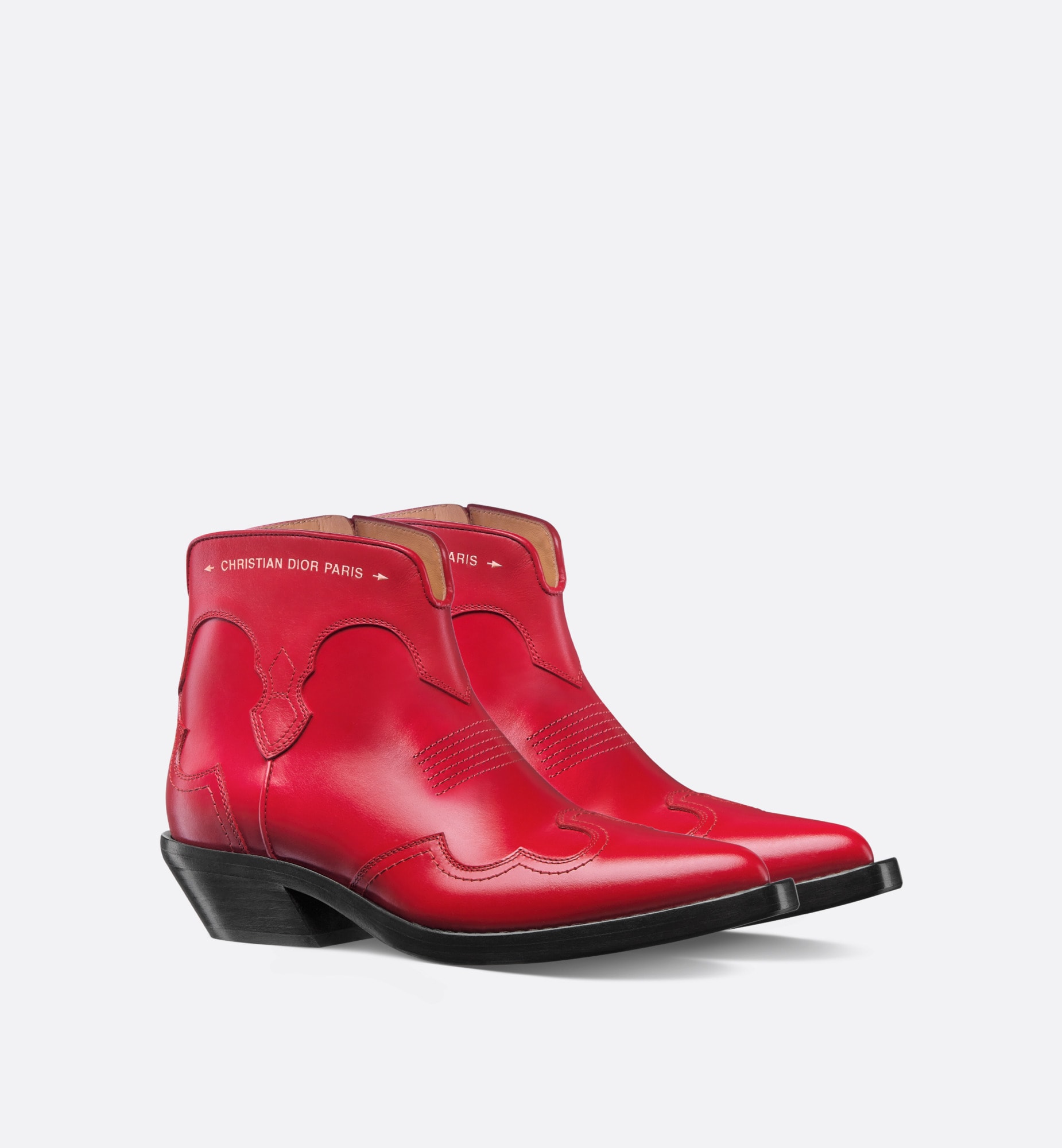 Dior West Heeled Ankle Boot Amaryllis Red Calfskin dior ankle boots red