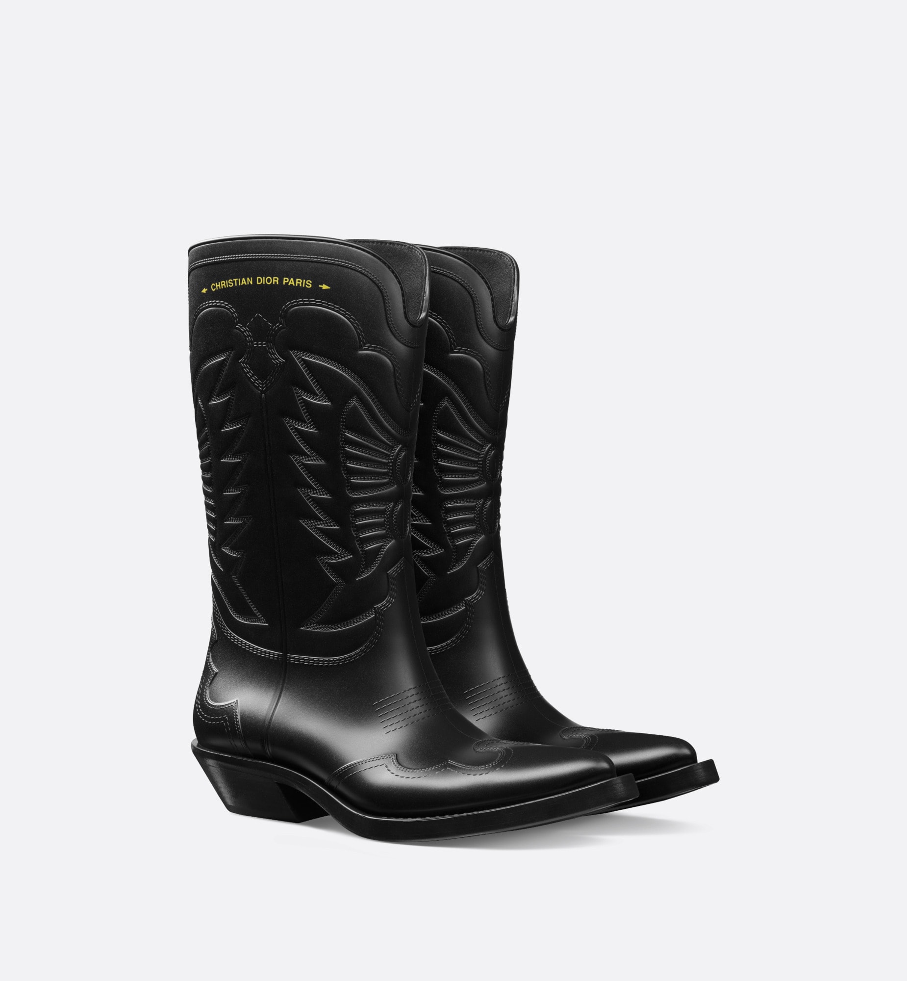 Dior Wind Heeled Boot Black Rubber dior black boots dior boots