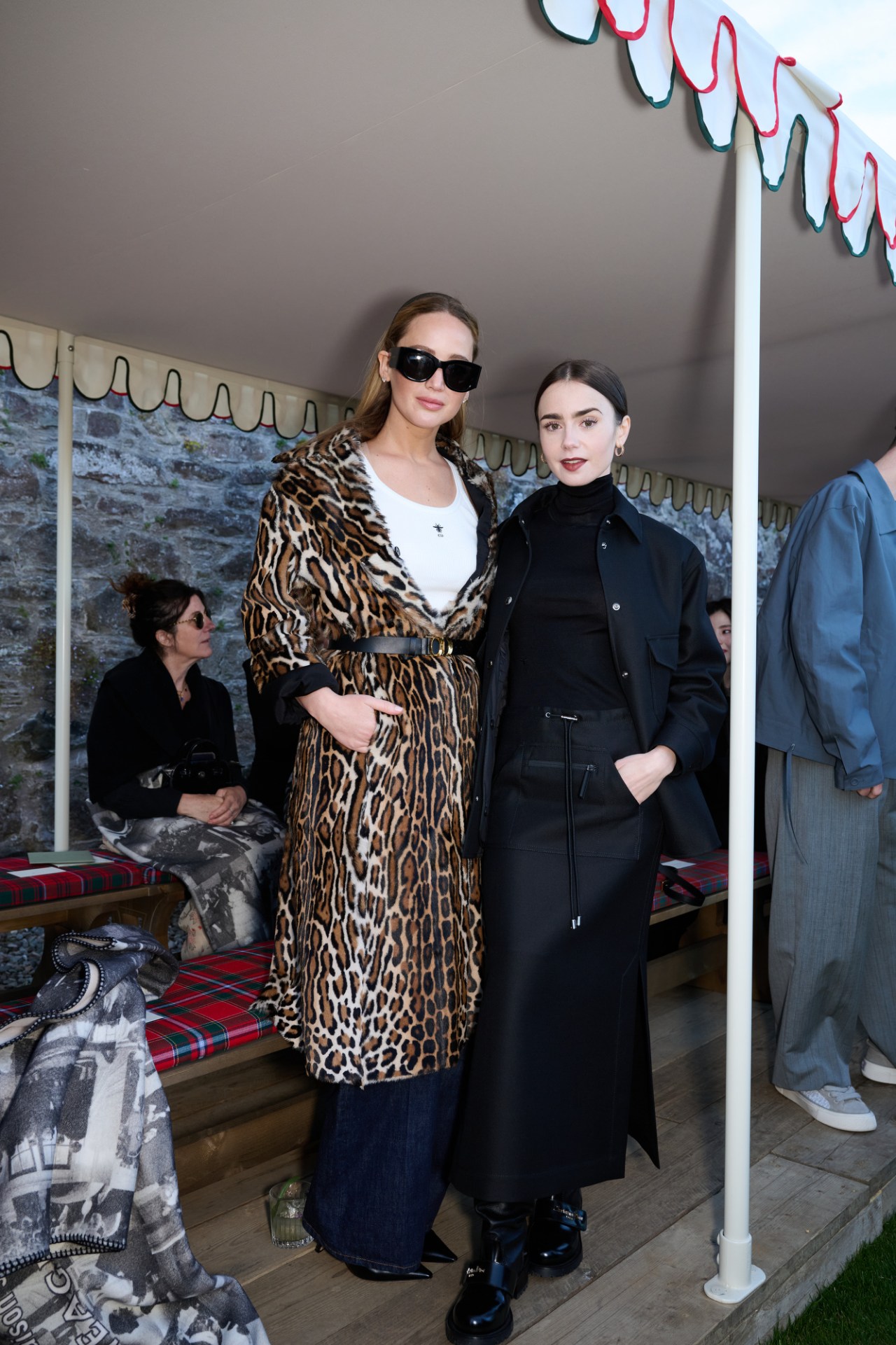 Jennifer lawrence and lily collins at the dior cruise 2025 show