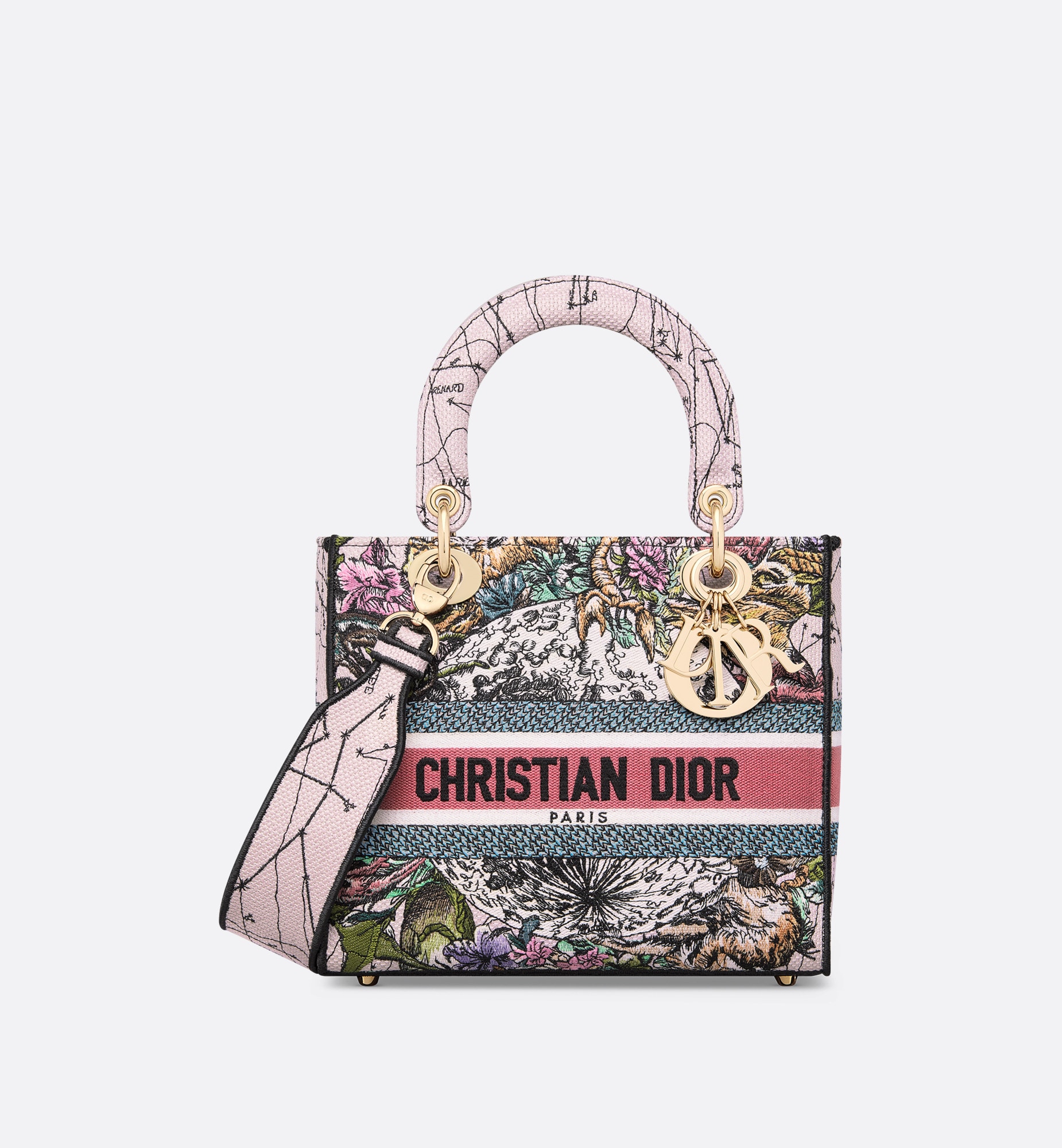 Medium Lady D-Lite Bag Multicolor Dior Zodiac Embroidery dior lady d lite bag