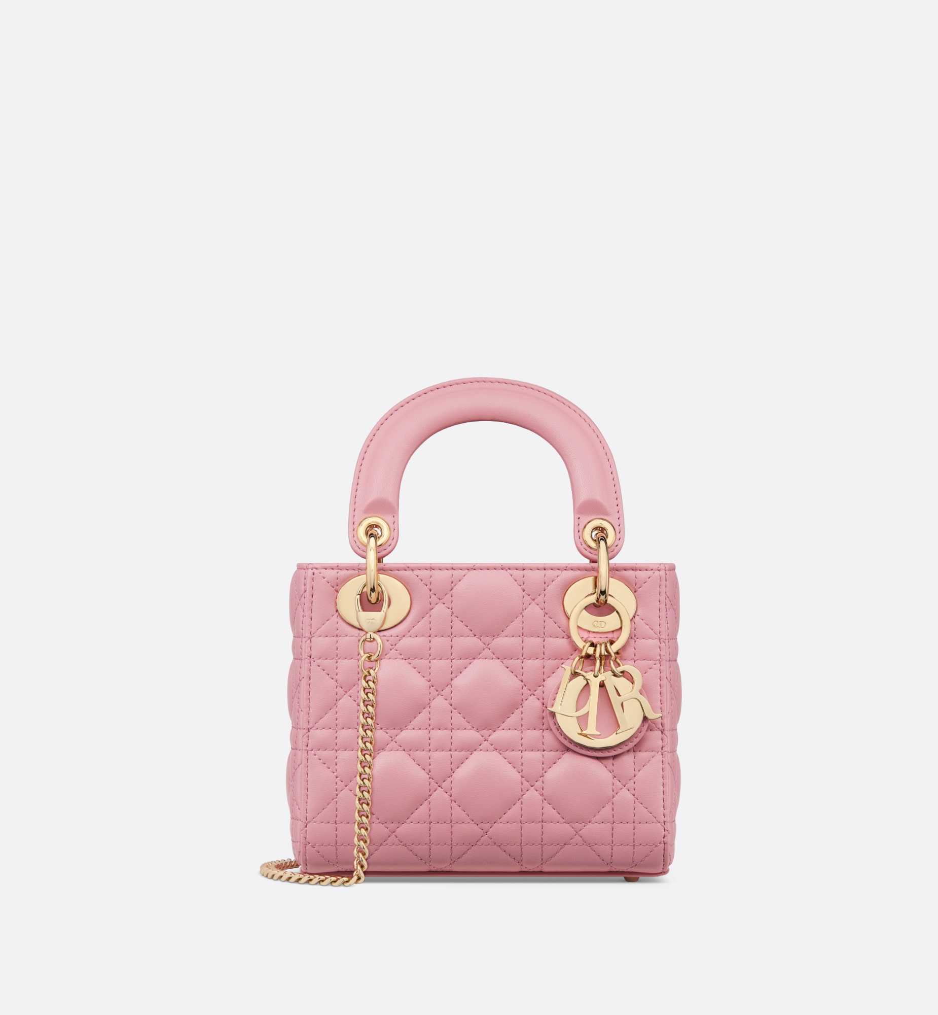 Mini lady dior bag melocoton pink cannage lambskin