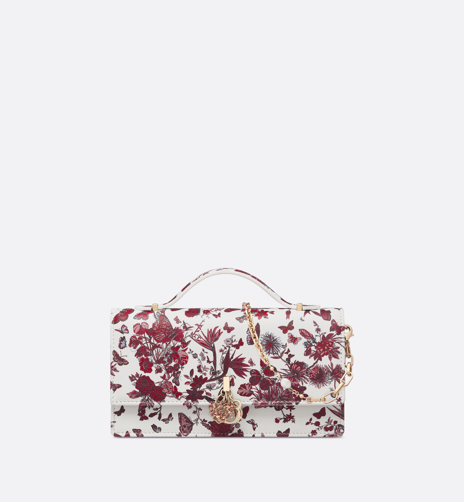 Miss dior mini bag white and red calfskin with le cœur des papillons print