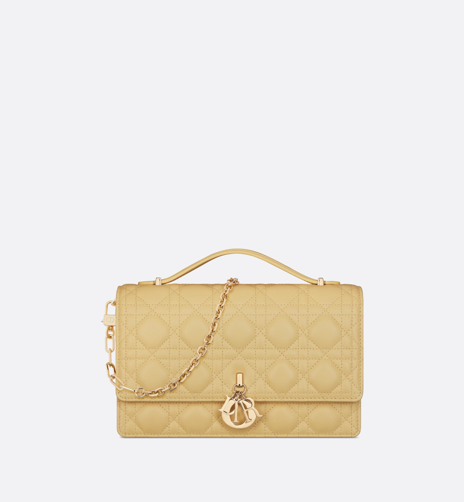 Miss dior top handle bag pastel yellow cannage lambskin