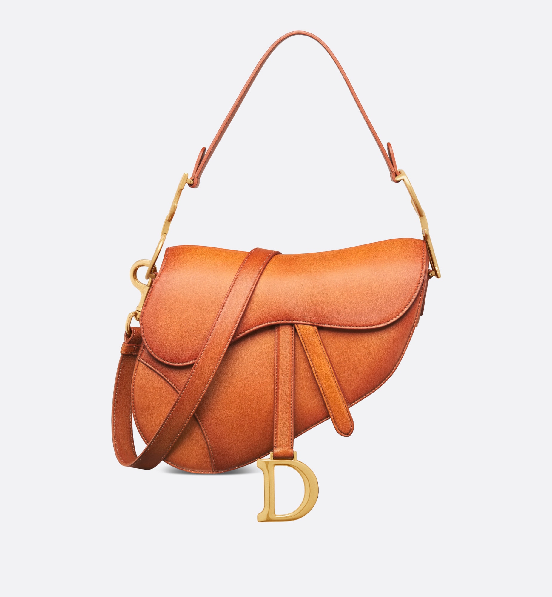 Dior saddle bag with strap brown lambskin with a patina finish