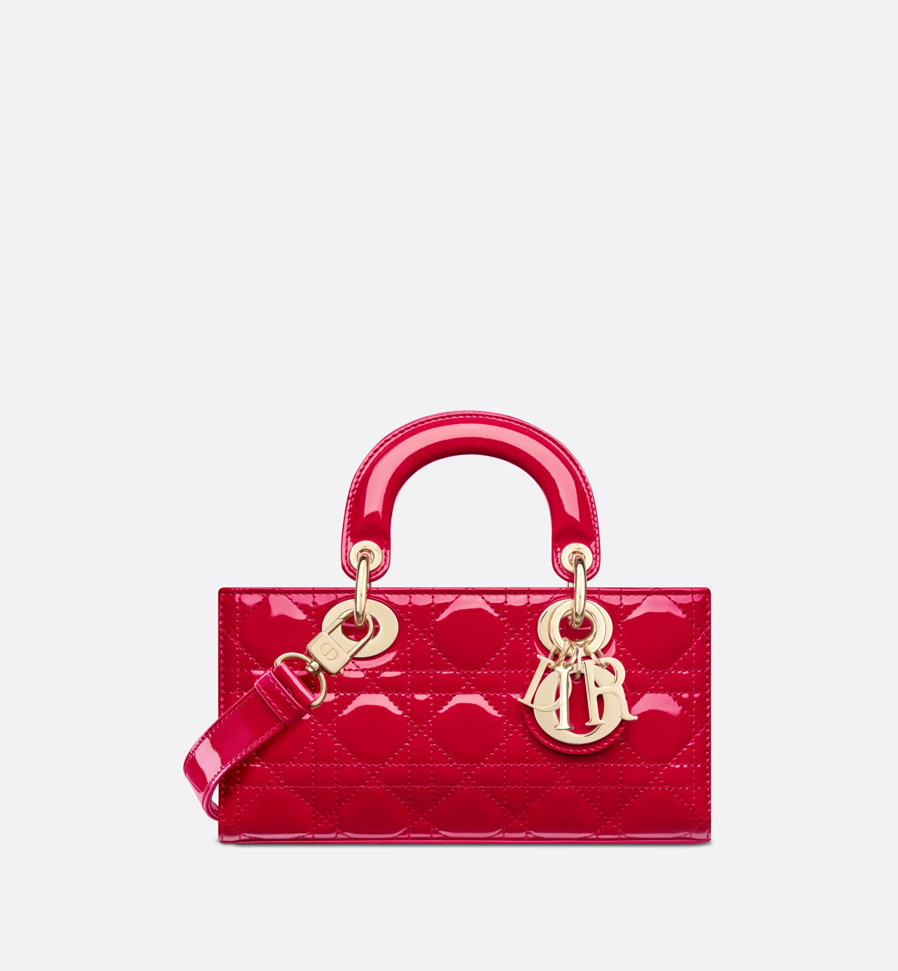 Dior small lady d joy bag amaryllis red patent cannage calfskin