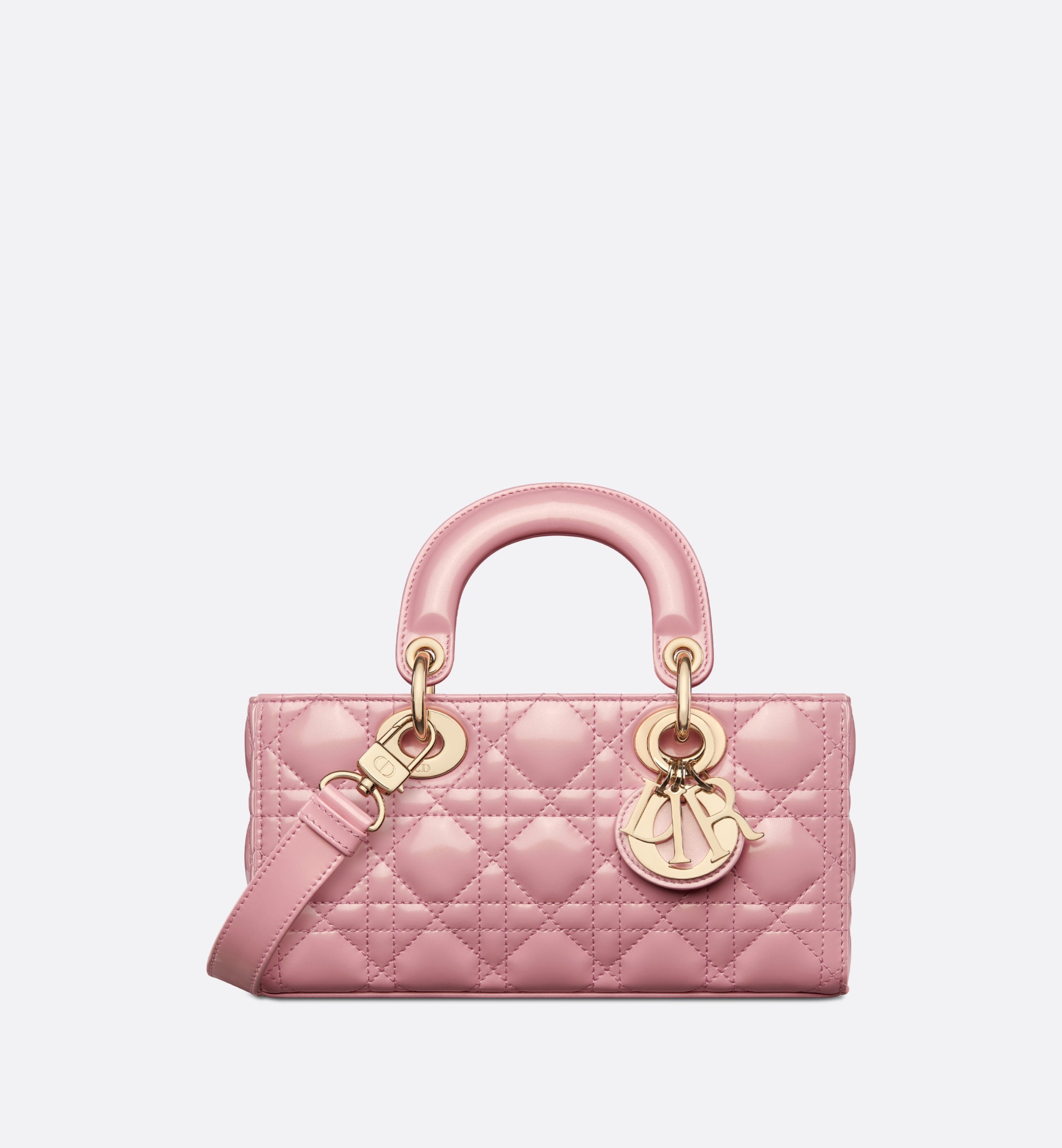 Dior small lady d joy bag melocoton pink glossy iridescent cannage calfskin