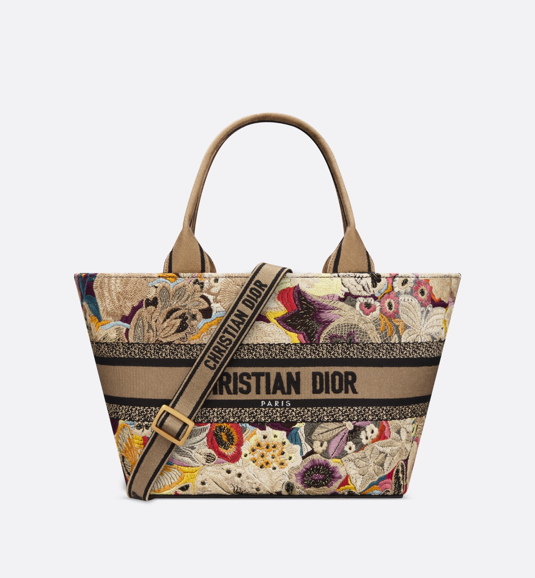 Dior hat basket bag beige multicolor brocart butterfly embroidery