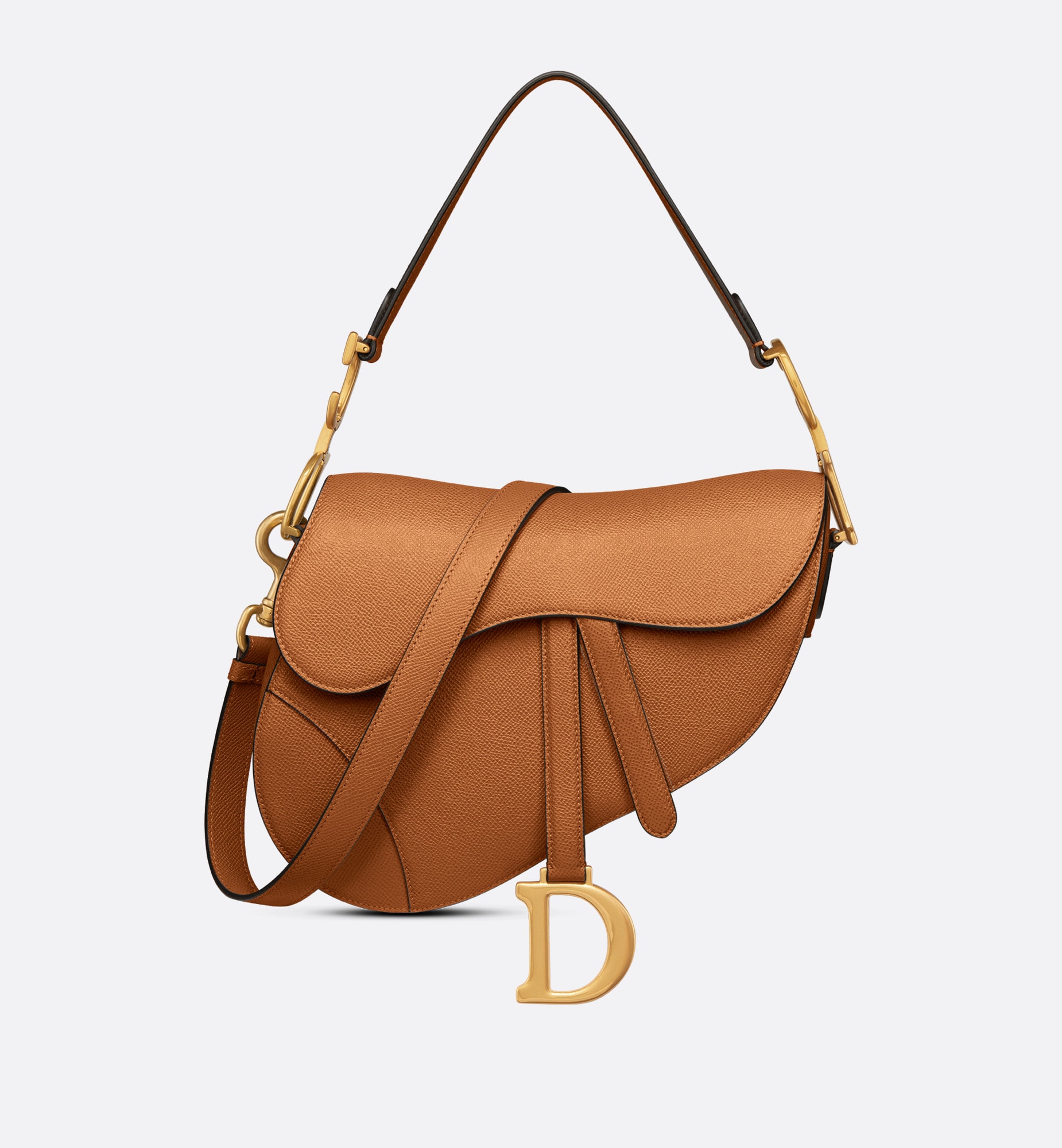 Dior saddle bag with strap golden saddle grained calfskin