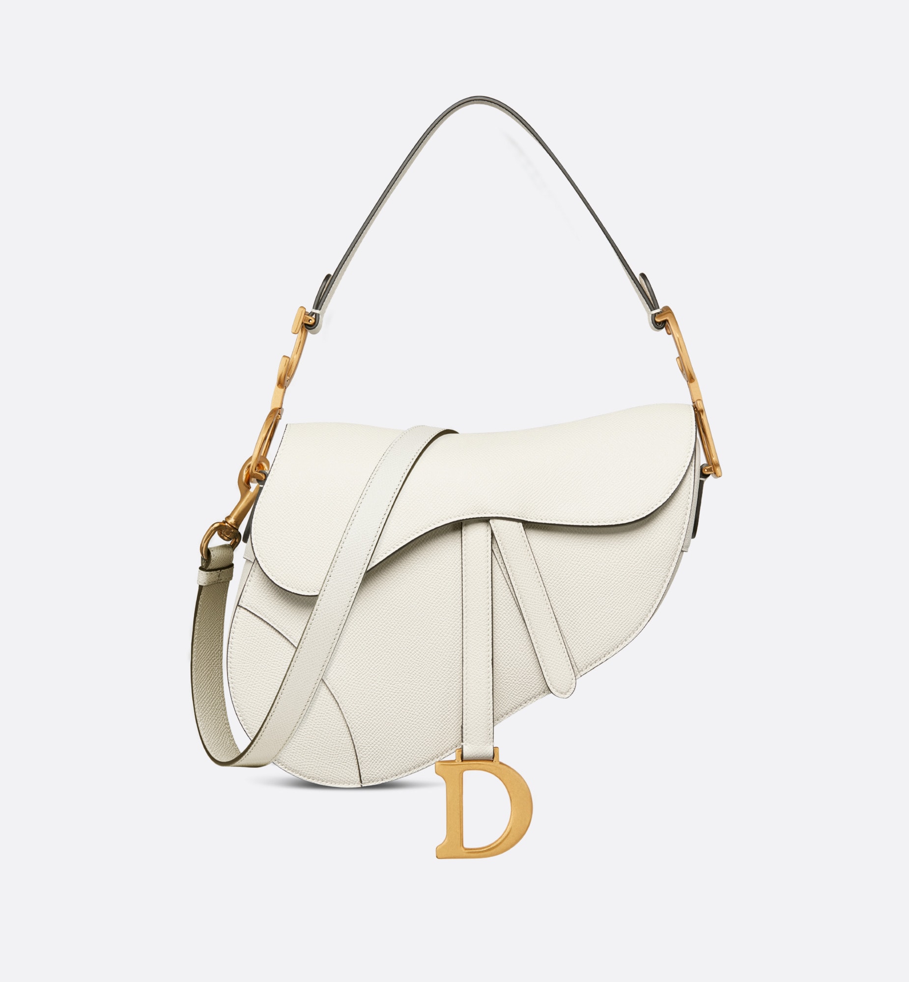 Dior saddle bag with strap latte grained calfskin