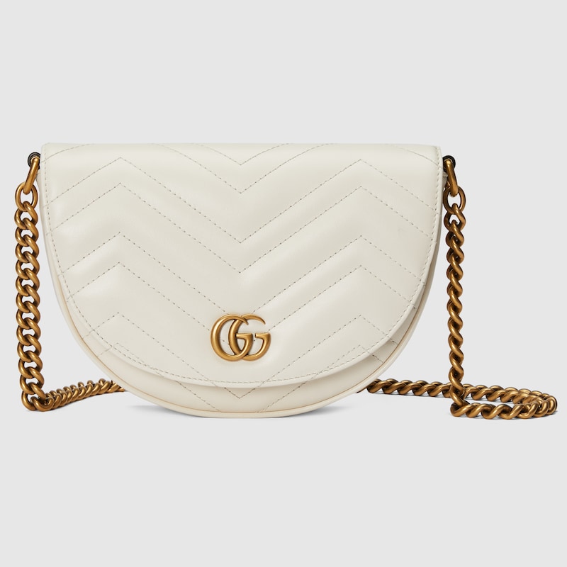 Gucci gg-marmont-matelassé-chain-mini-bag white