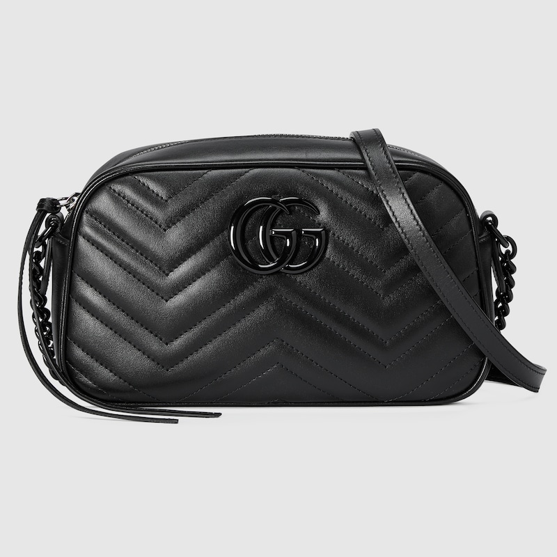 gucci GG-Marmont-small-shoulder-bag black leather