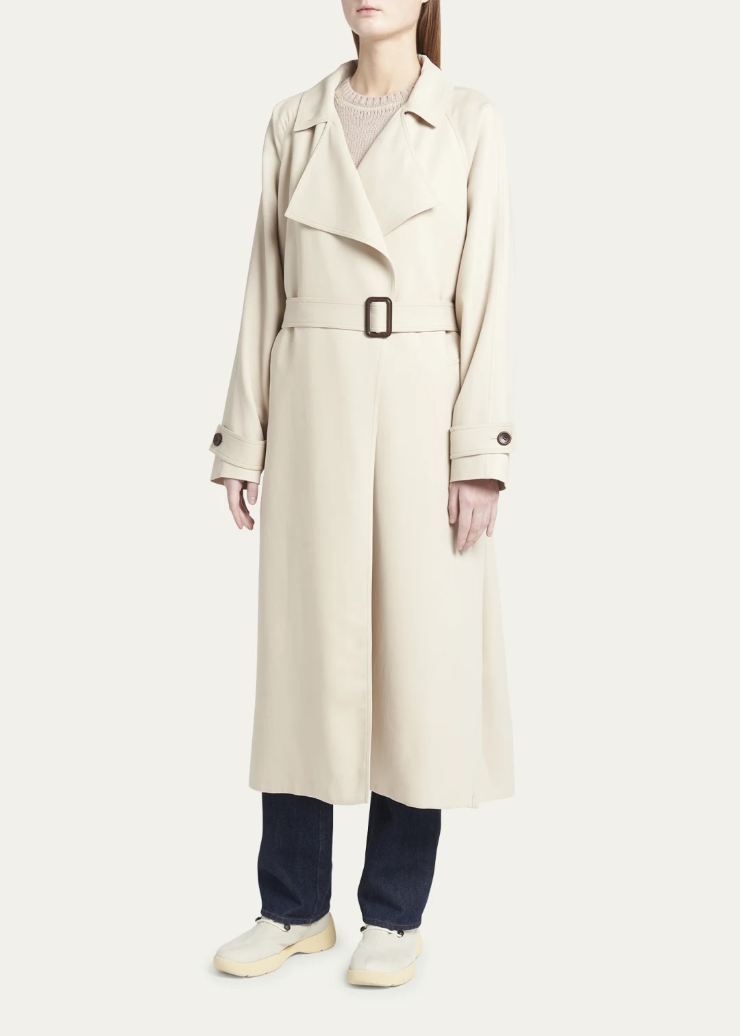 Bille belted fine silk wool loro piana trench coat