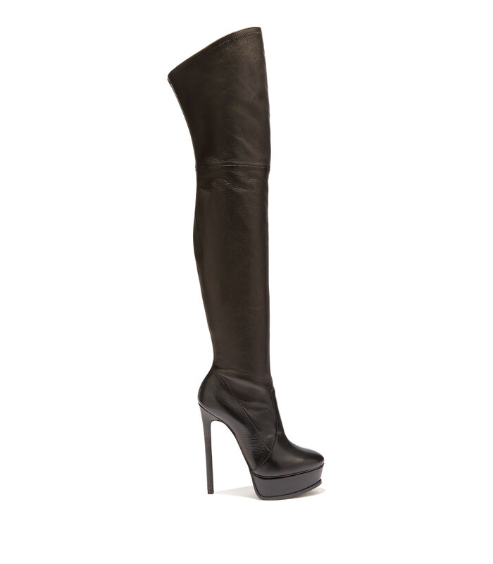 Flora casadei leather over the knee boots black