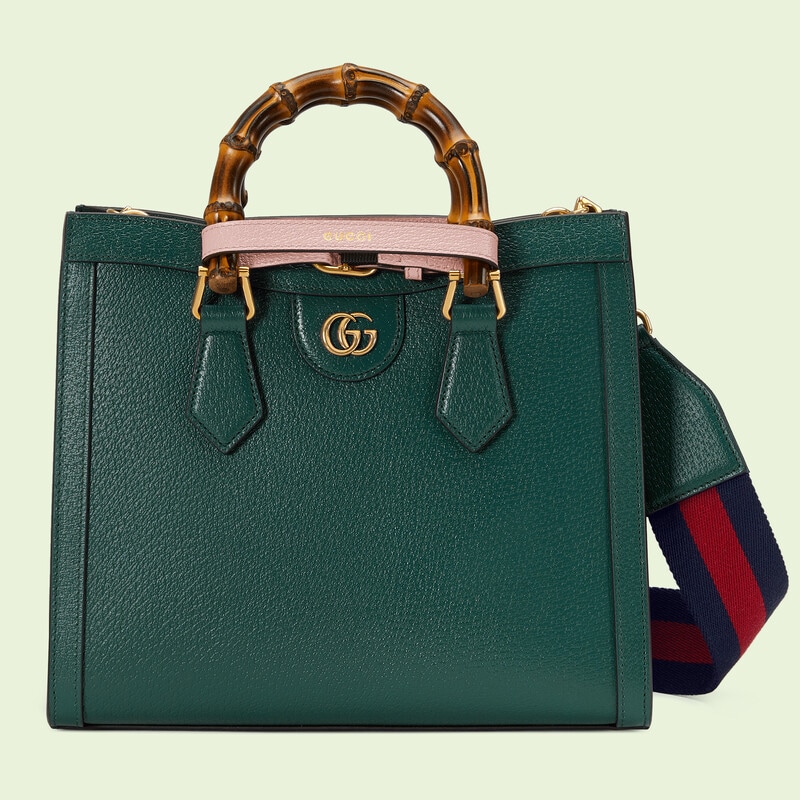 Gucci diana small tote bag in green leather