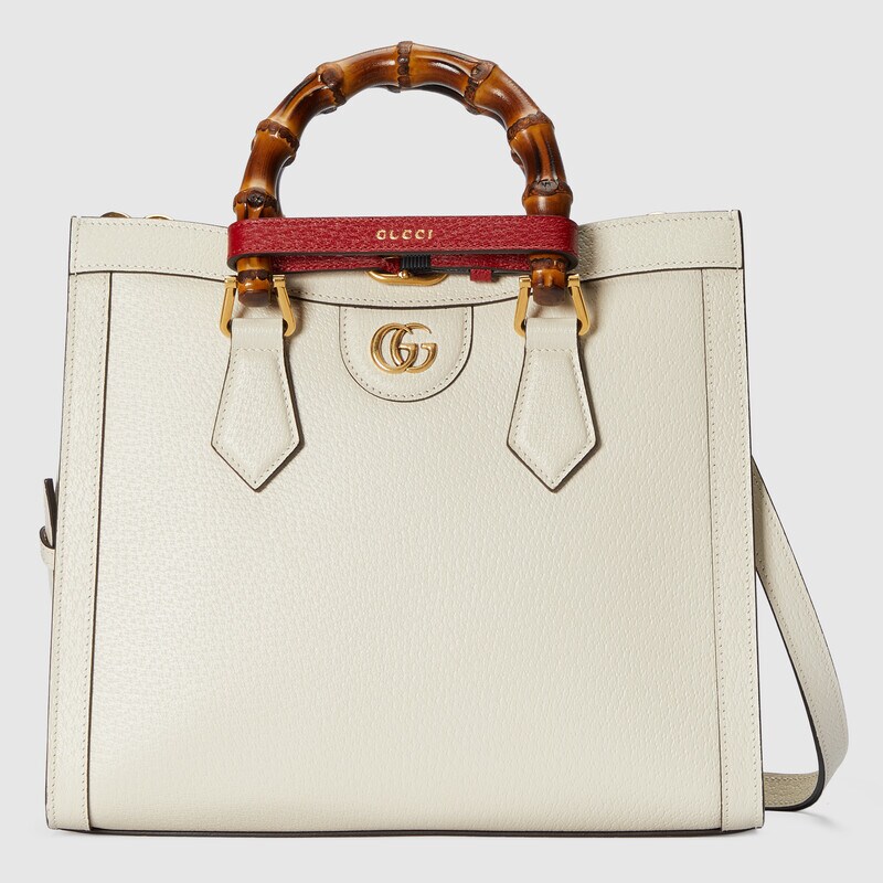Gucci diana small tote bag in white leather