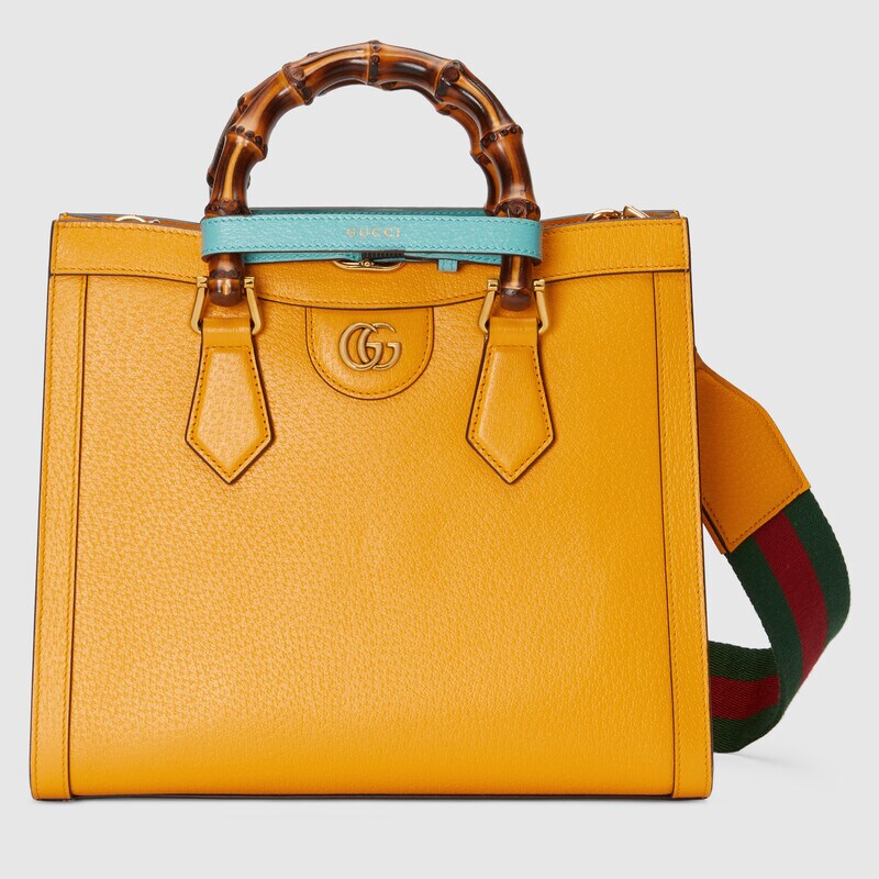Gucci diana small tote bag in yellow leather