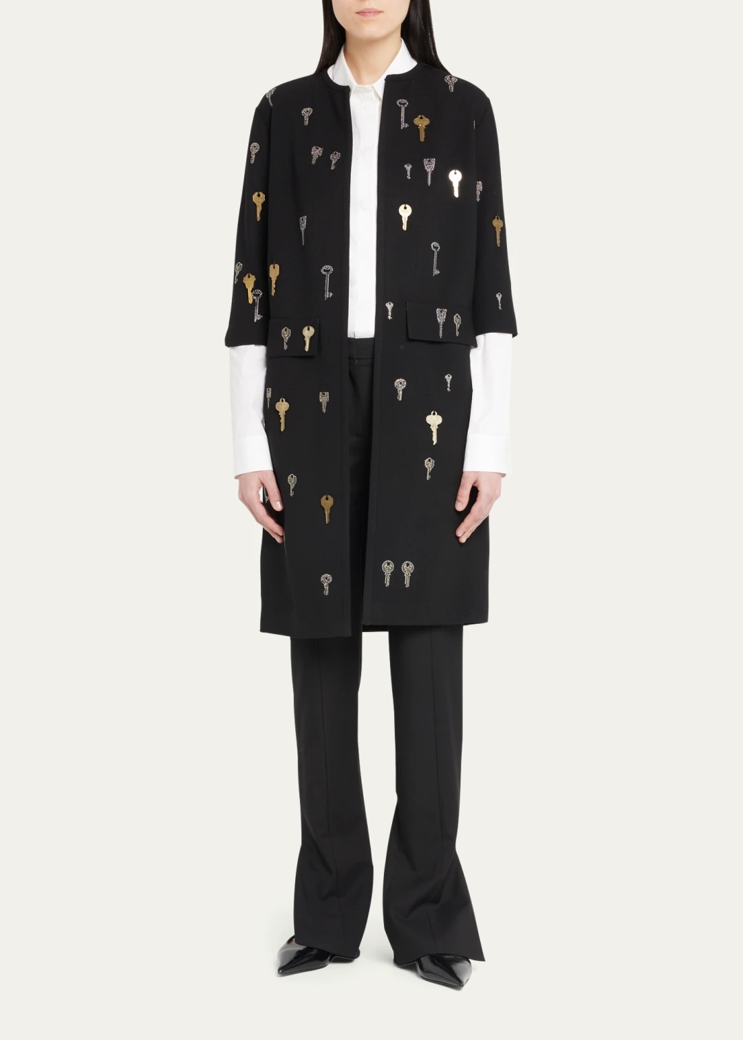 Libertine key party embellished duster coat black