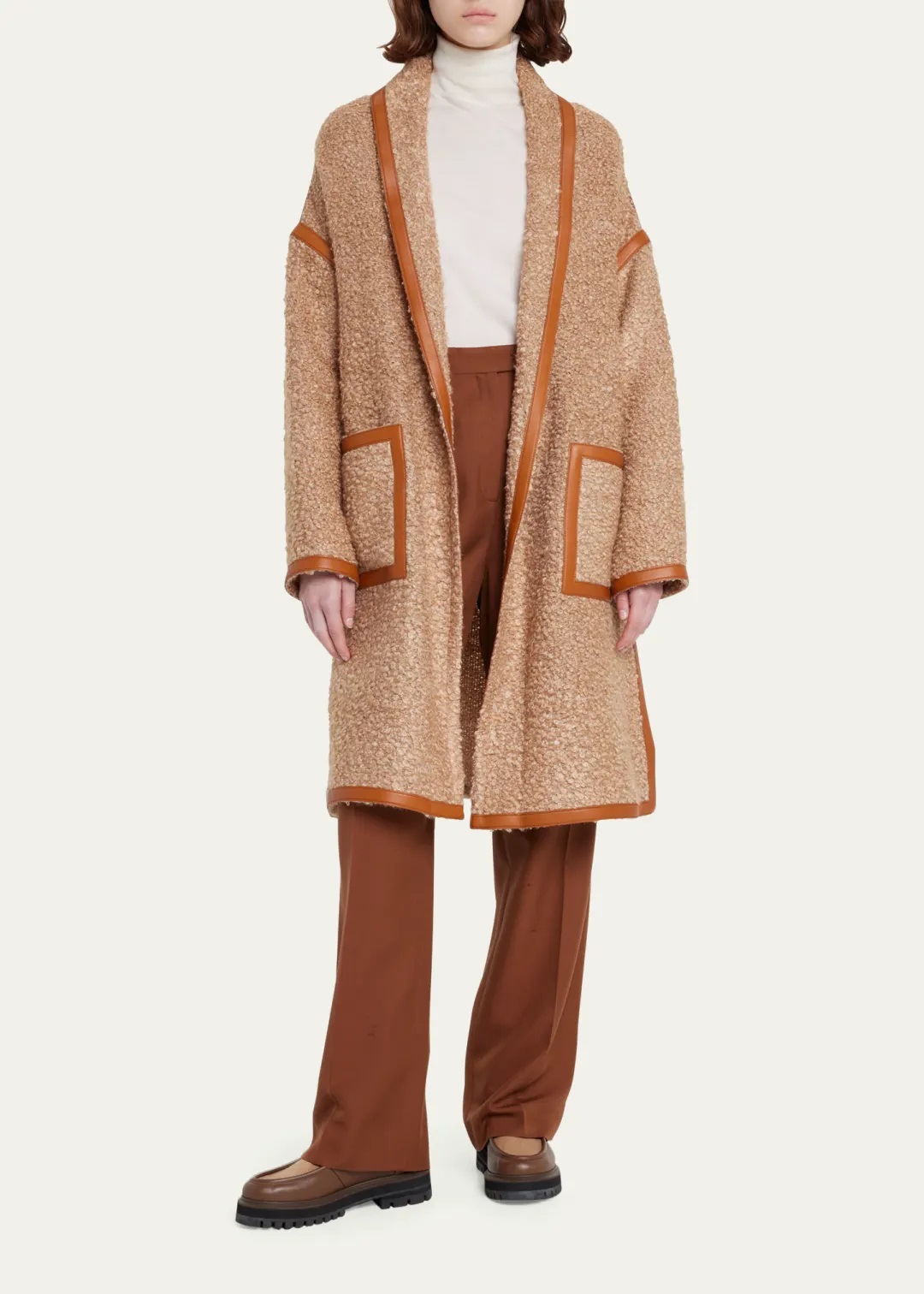 Reinhold long boucle loro piana virgin wool coat