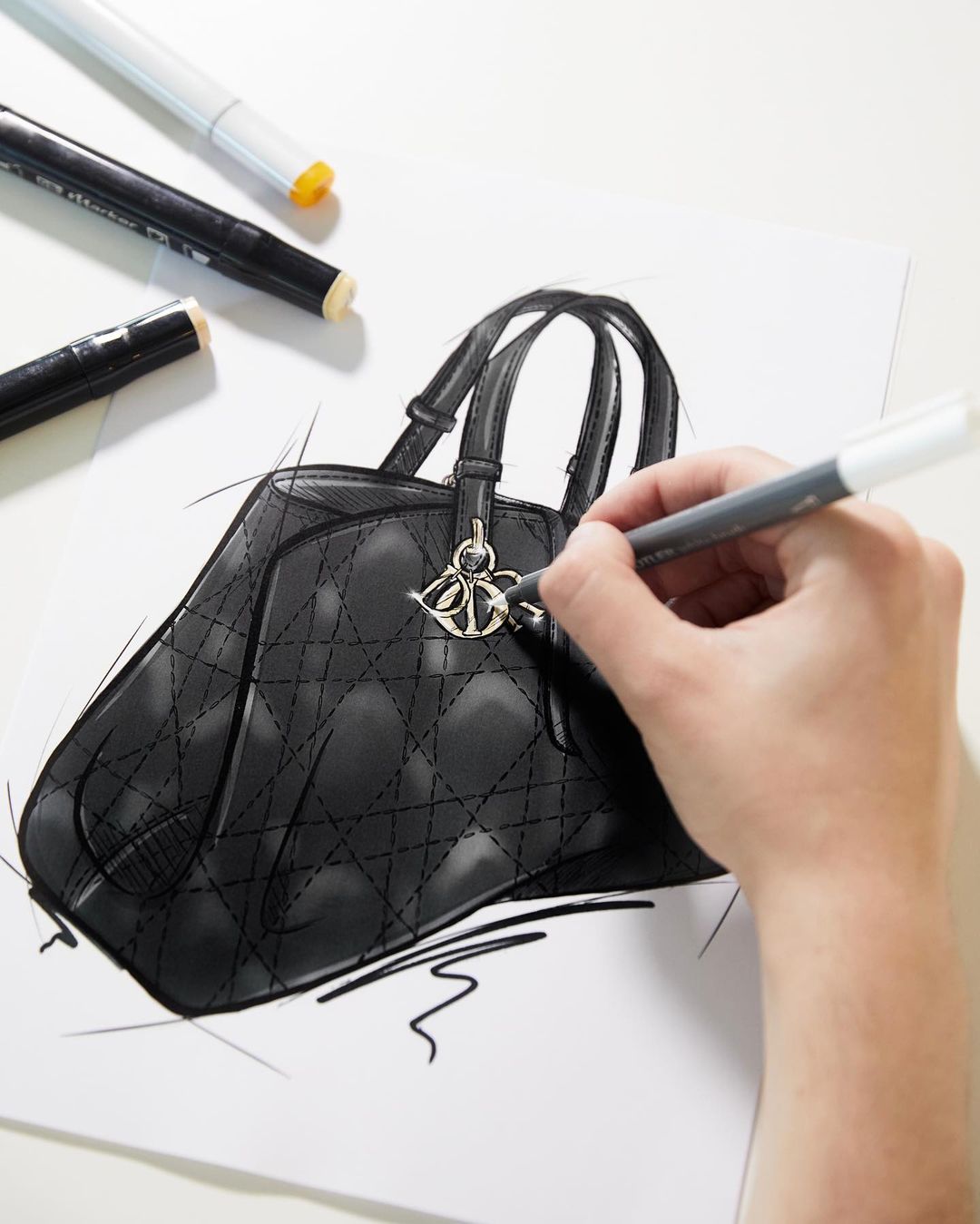 Dior Fashion Illustration #Dior Logo Black by LadyGatsbyLuxePaper