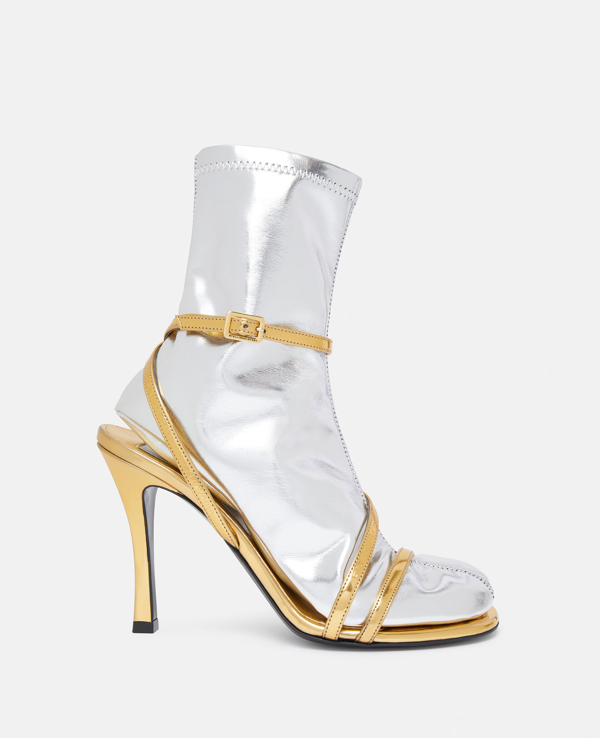 Double chromatic sock effect heeled boots