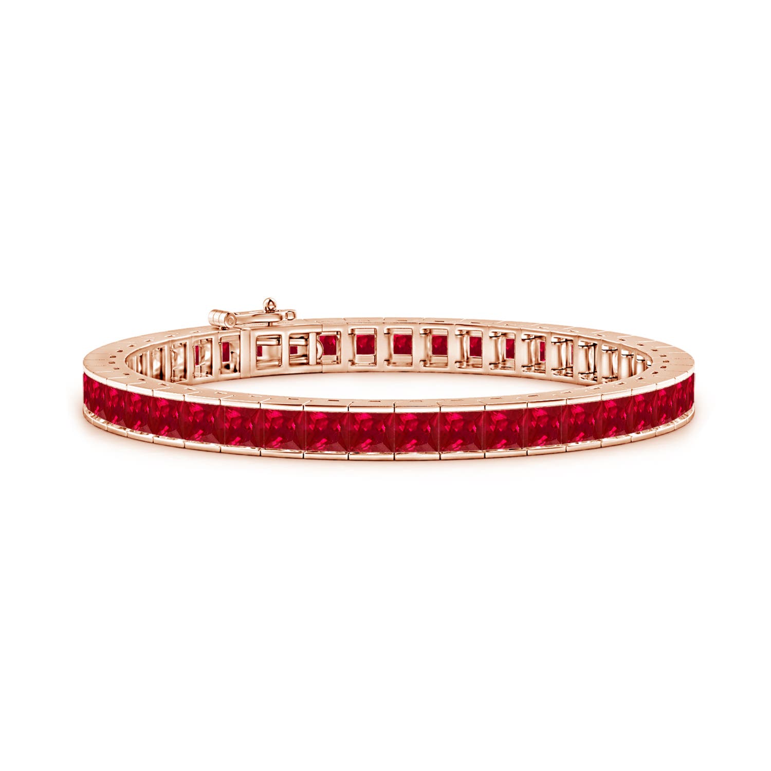 Channel-set square ruby angara tennis bracelet