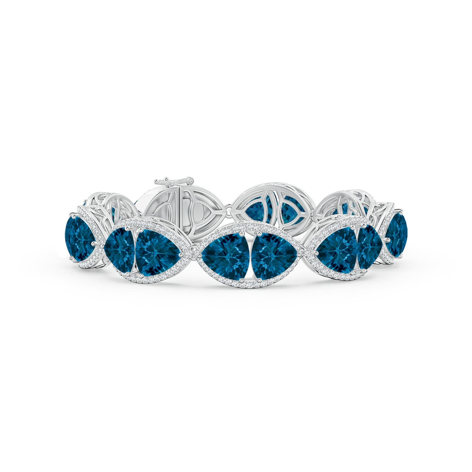 East-west trillion checker-cut angara london blue topaz bracelet
