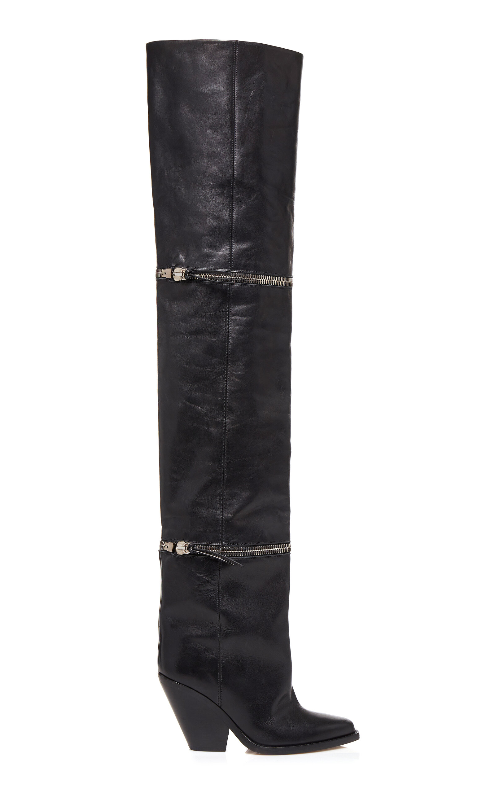 Lelodie convertible leather isabel marant over the knee boots black