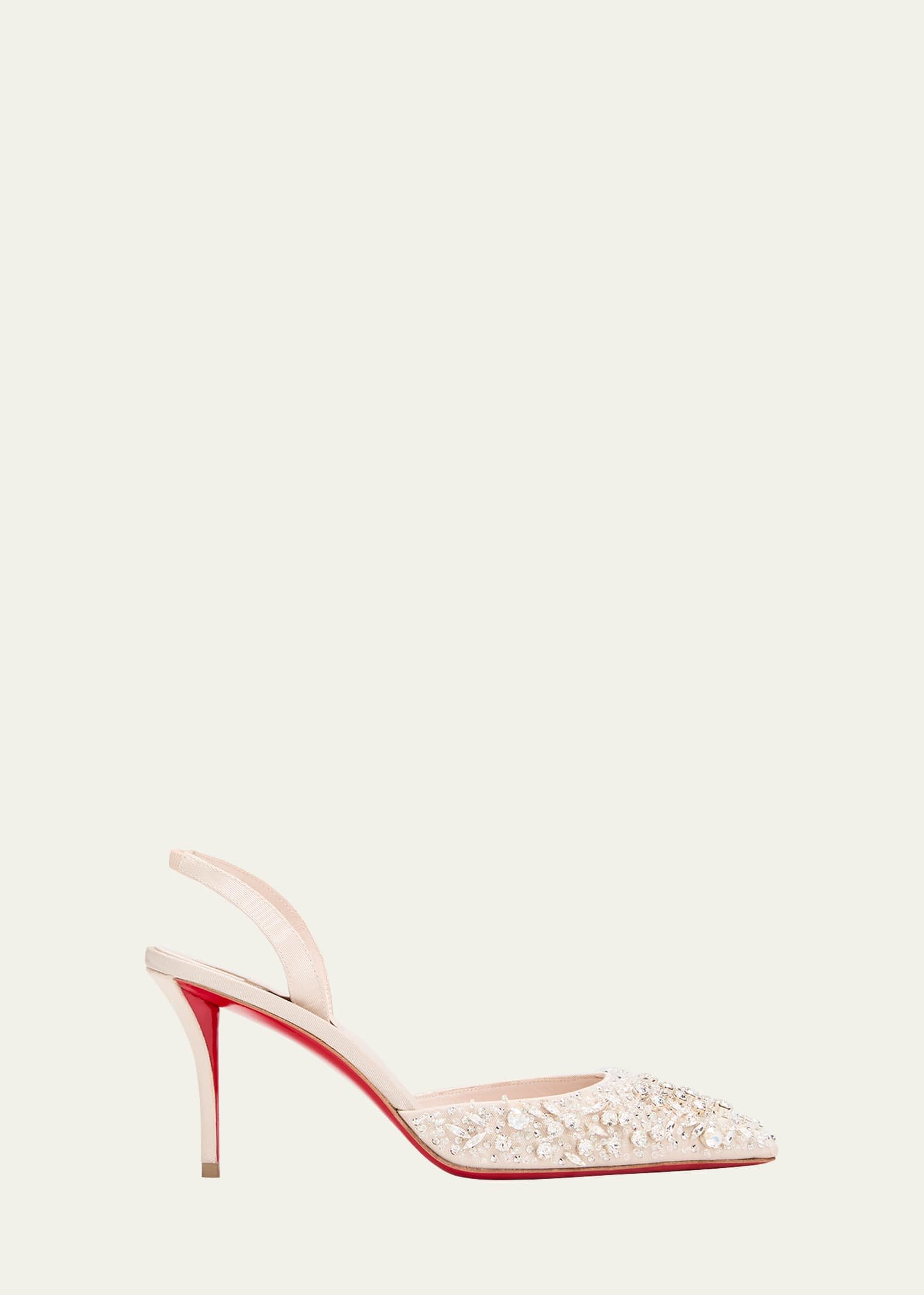 Queenissima embellished red sole christian louboutin slingback heels