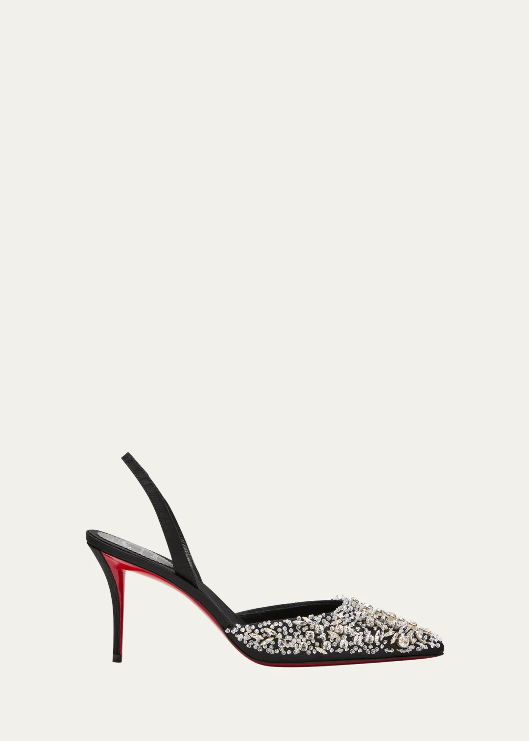 Queenissima embellished red sole christian louboutin slingback heels black