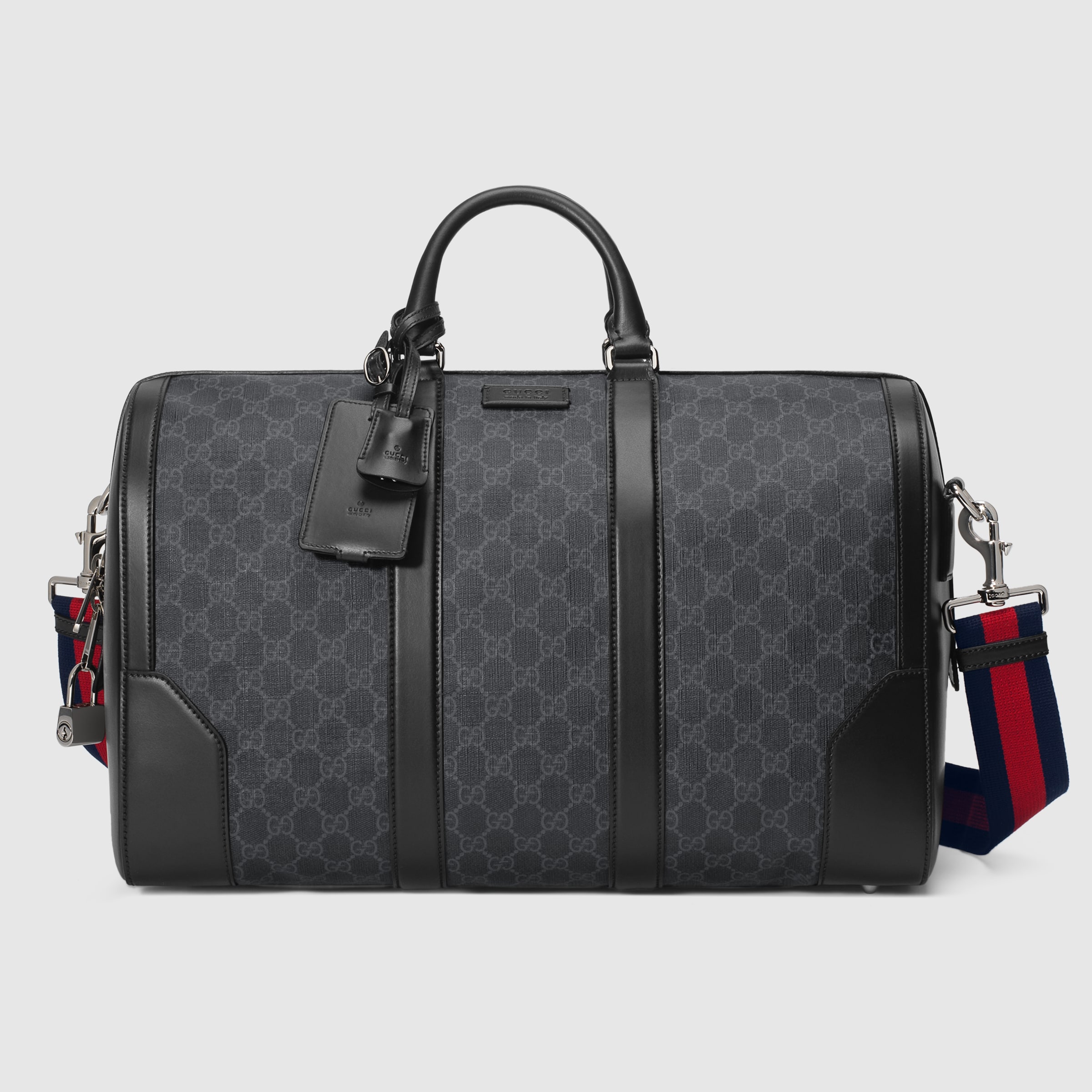 Gg black carry-on gucci duffle bag