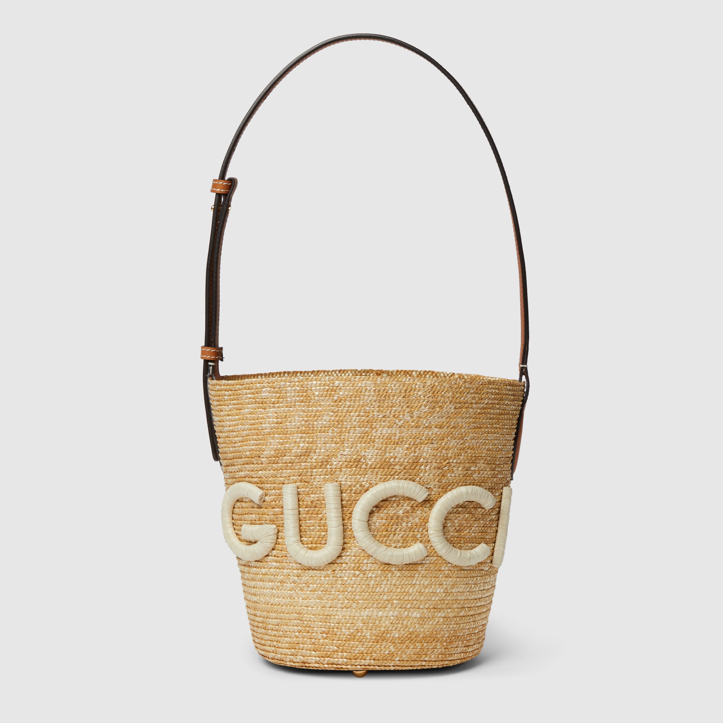 Small straw with patch gucci raffia bag