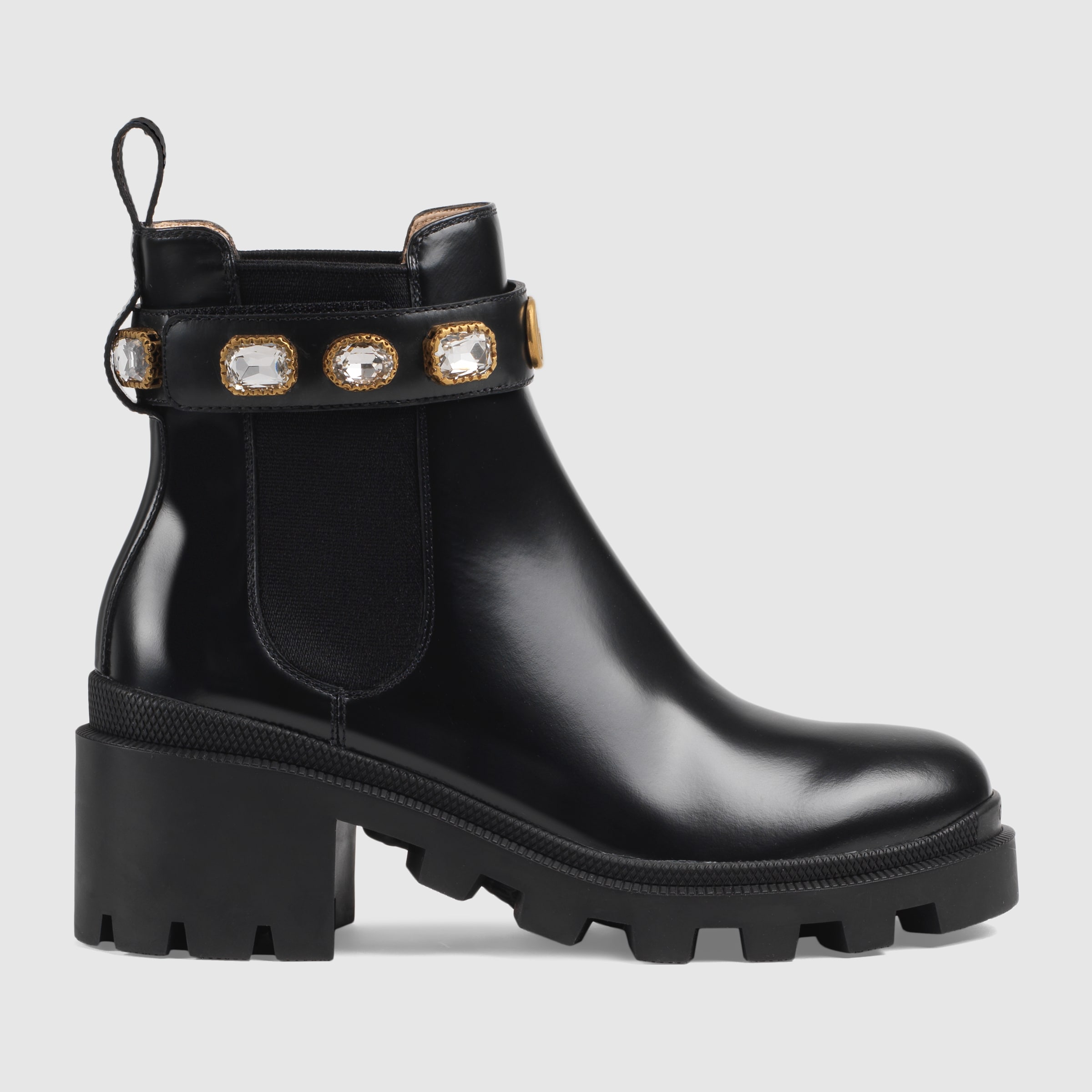 Gucci leather ankle boots with belt