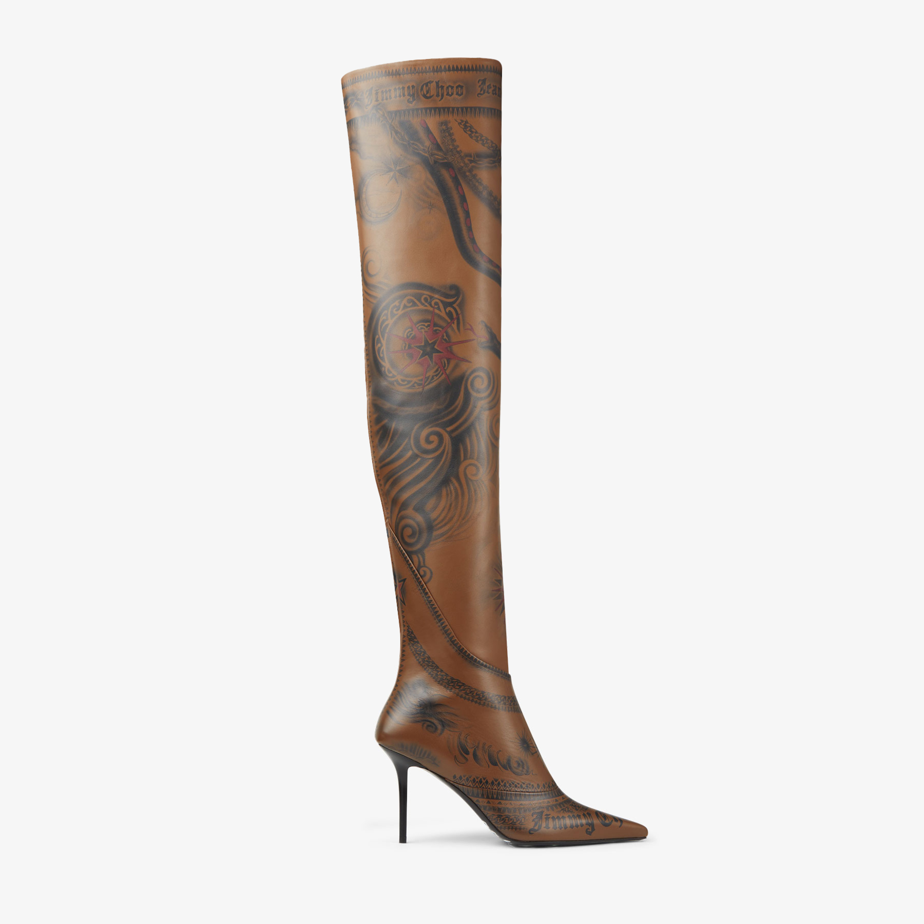 Jean paul gaultier jimmy choo over the knee boots brown 90