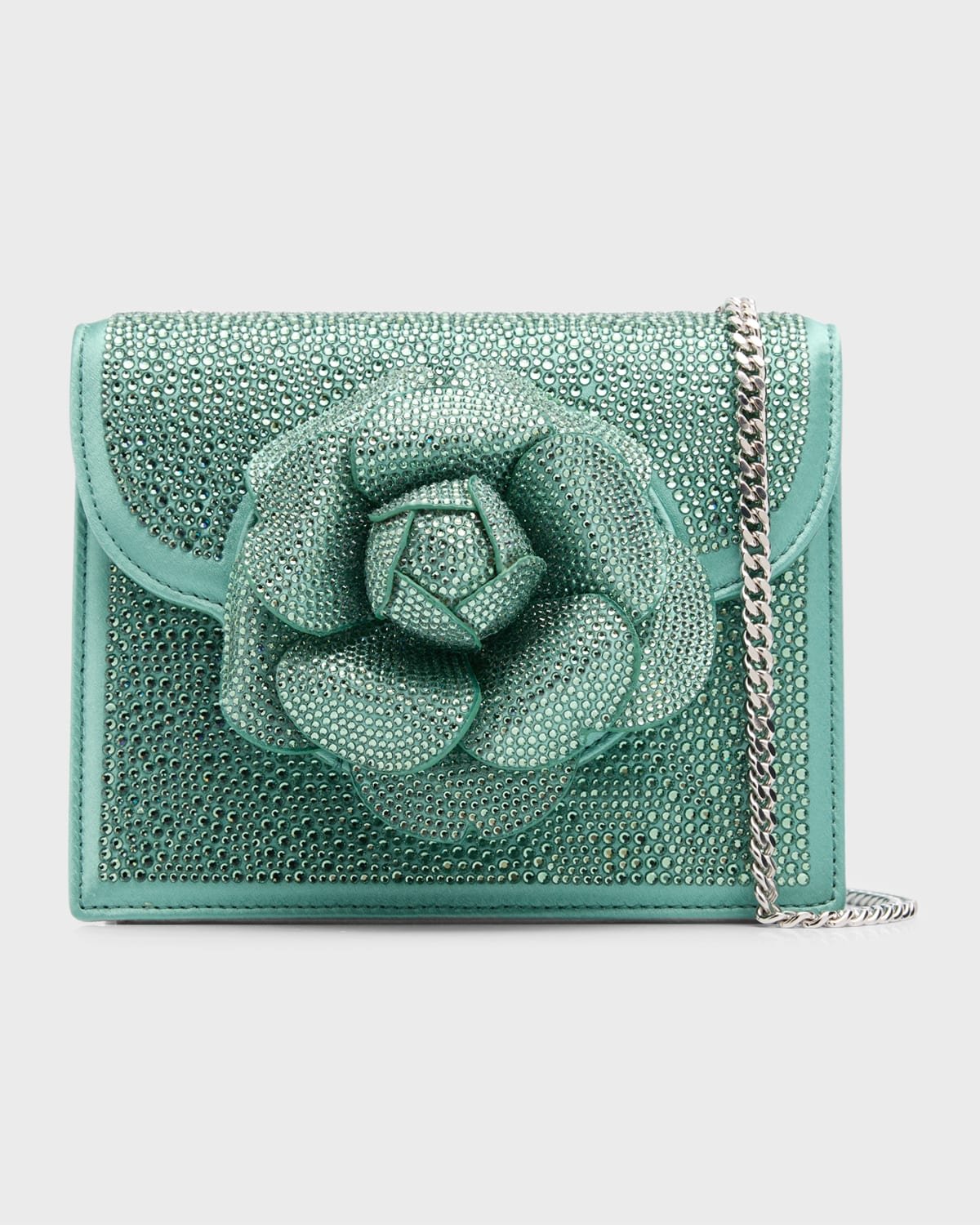 Mini flower crystal-embellished oscar de la renta flower bag